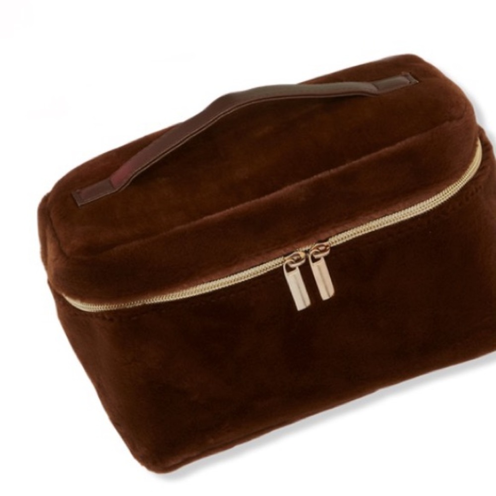 Brown Velvet Makeup Bag